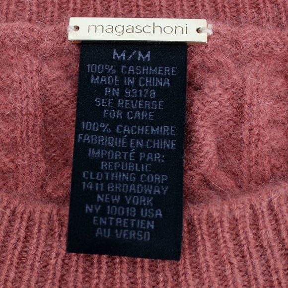 Magaschoni's Cashmere Sweater Crew neck Long Sleeve Pullover Mixed Knit Clay M - Picture 4 of 8